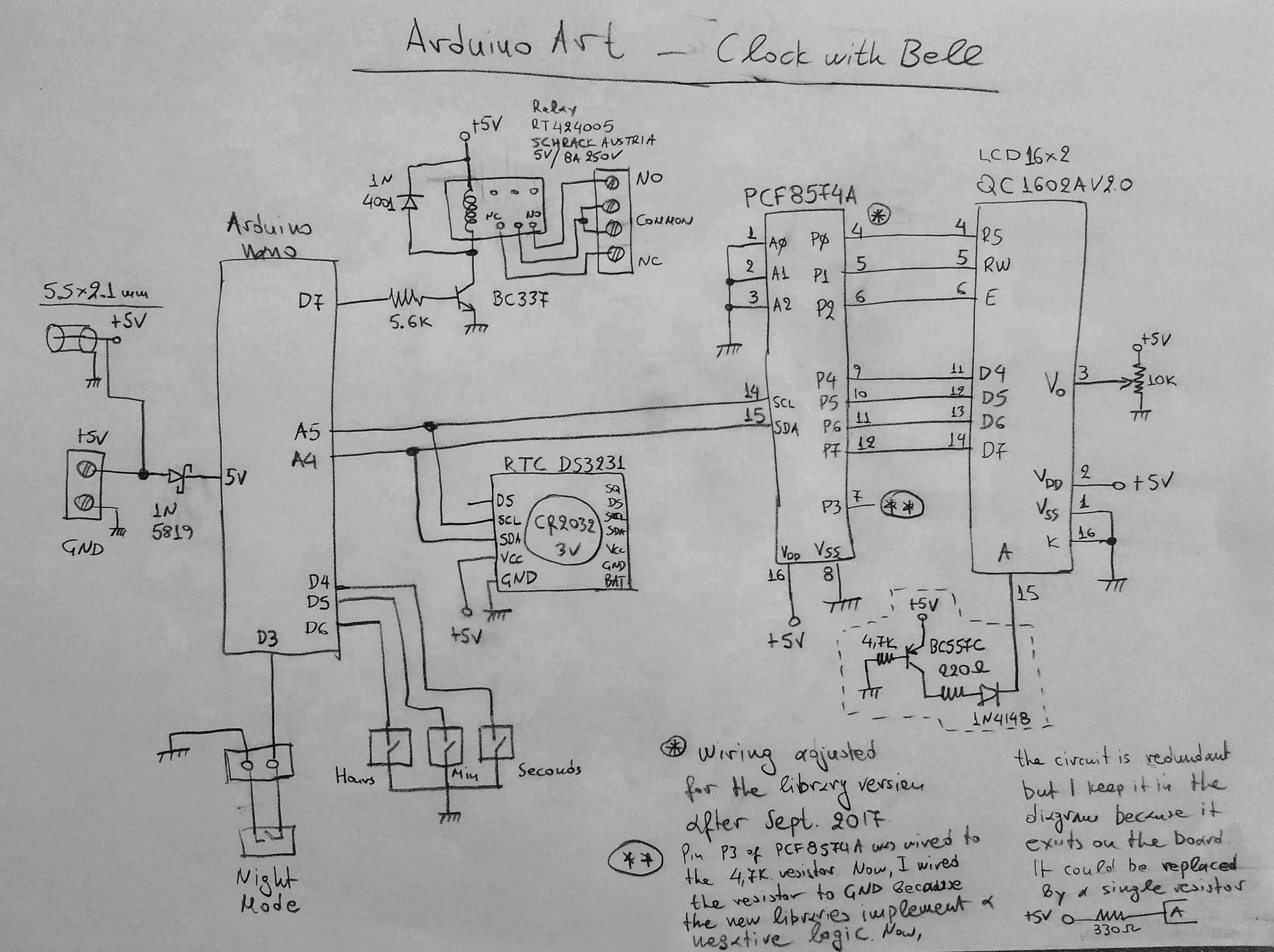 Arduino Art - Bell Clock - Schematic