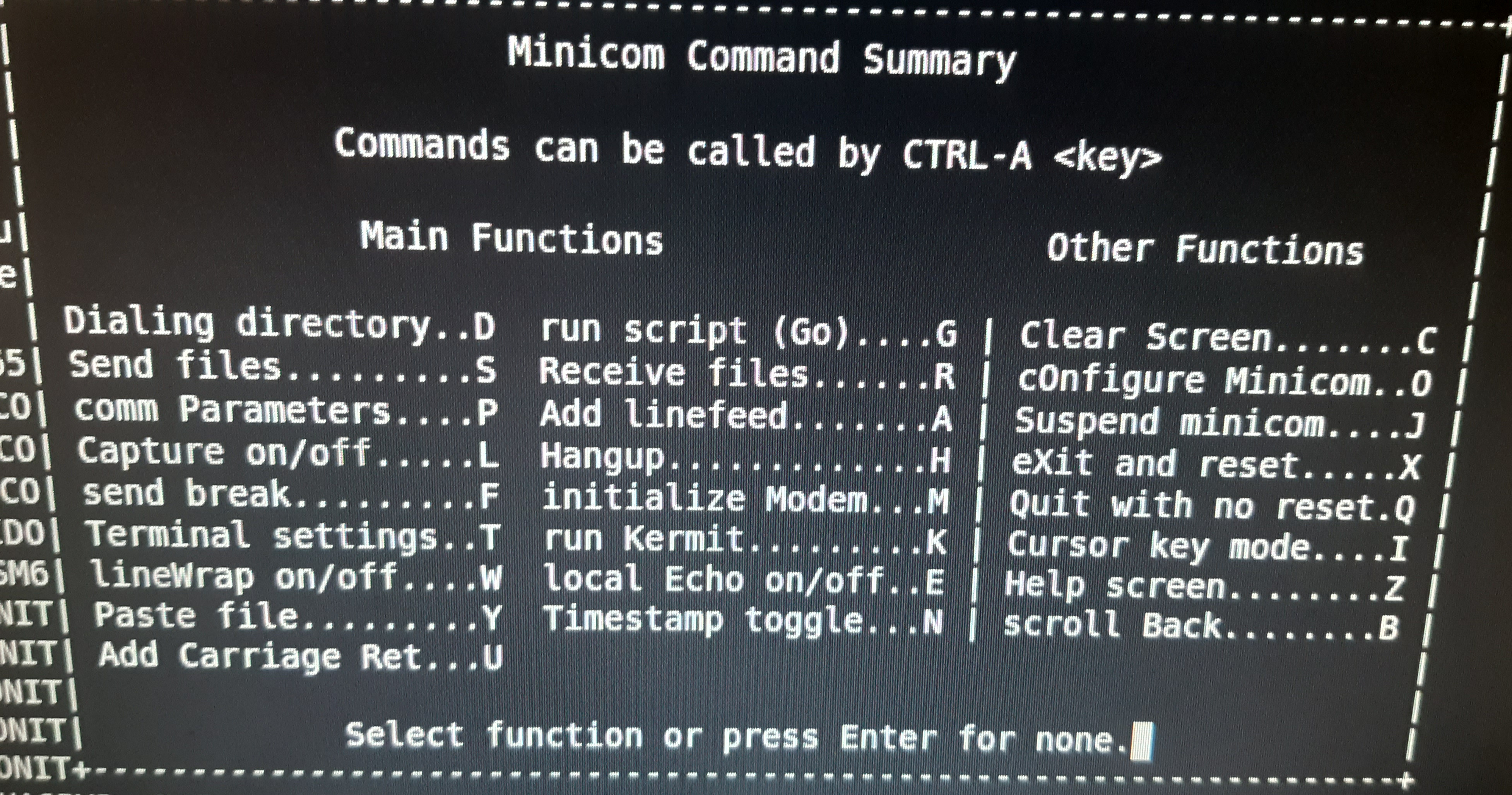  minicom menu