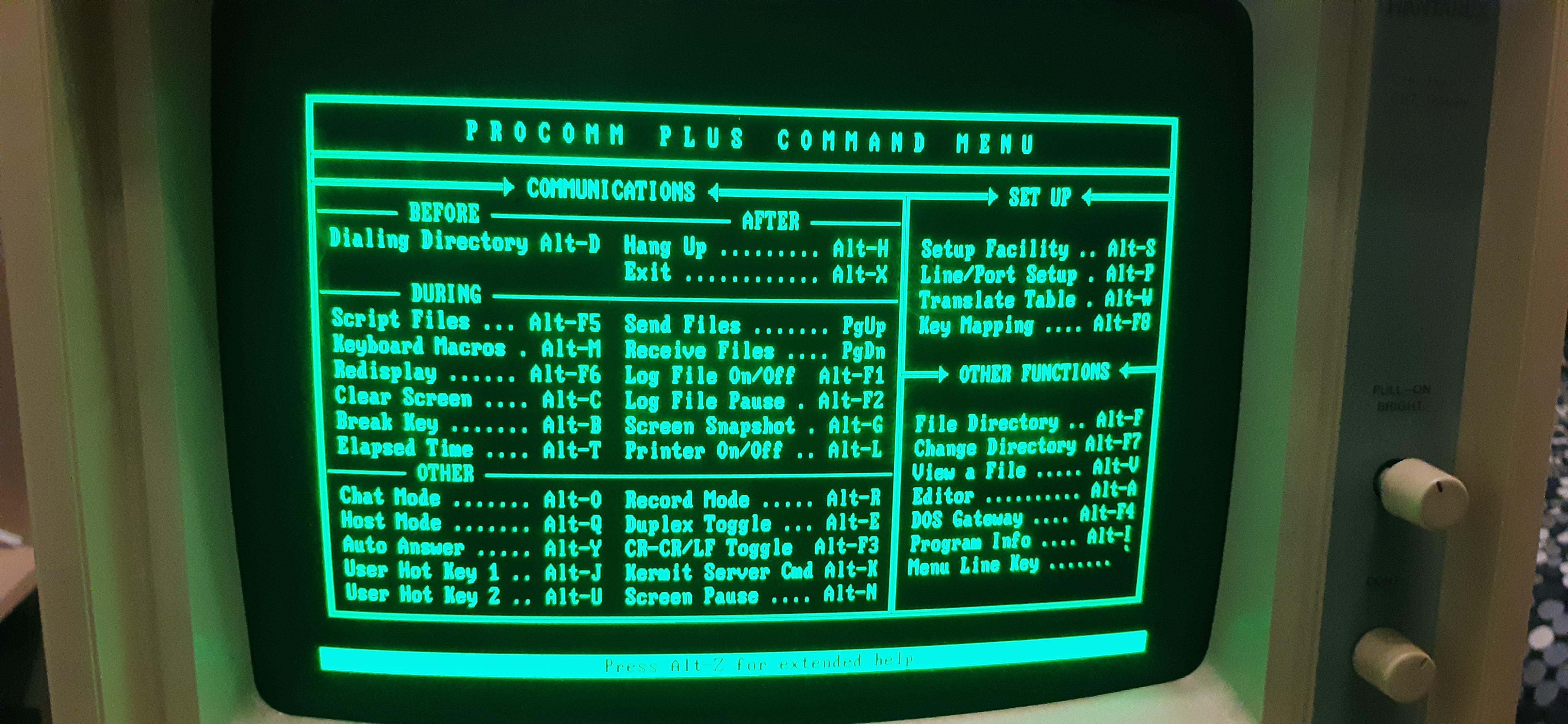  Procomm Plus menu